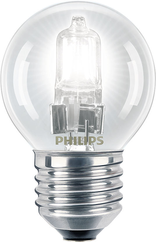 Лампа галогенная в наружной колбе (шарообразная) - Philips EcoClassic P45 230V прозрачная 42W 630lm - 925647544201 фото