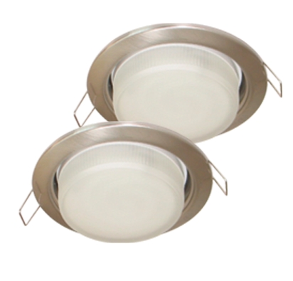 Светильник встраиваемый - Ecola GX53 H4 Downlight without reflector_satin chrome 38х106 - 2pack - FS53P2ECB фото