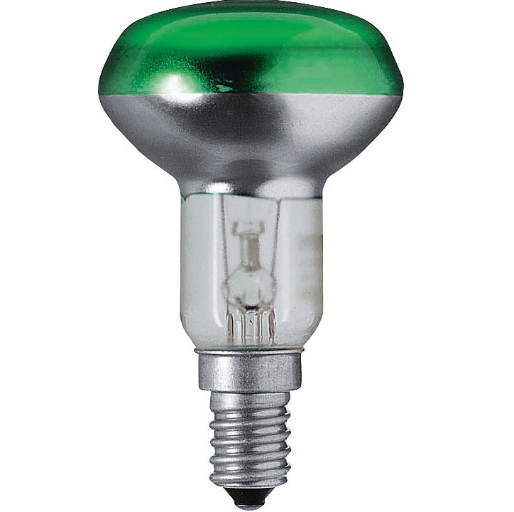 Лампа накаливания рефлекторная - Philips Reflector Colours NR50 E14 230V зеленая 40W 160lm - 923346844217 фото