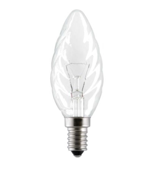 Лампа накаливания свечеобразная витая (прозрачная) - General Electric Decor Candle Twisted 25TC1/CL/E14 210lm 1000h - 10826 фото