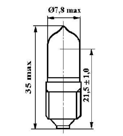Лампа кварцевая галогенная (специальная) - Vniiis (Саранск) КГМ 6-6 - 84,1lm 6V 6W 300h E10/13 - Vniiis-KGM-6-6 фото
