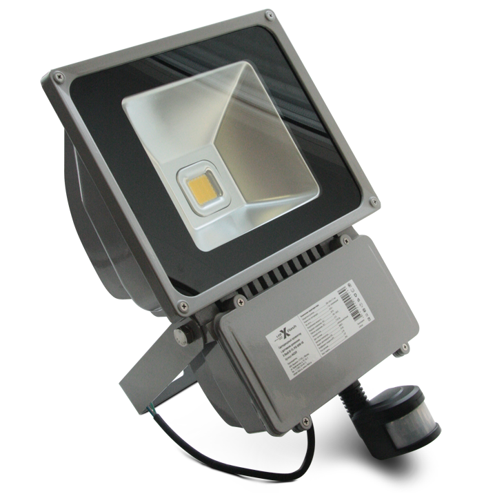 Прожектор светодиодный (с датчиком движения PIR) - X-Flash FL PIR 220V 80W 4000K 7530lm 50000h серый - X-F-44269 фото