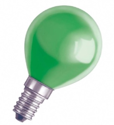 Лампа накаливания цветная (зеленая) - OSRAM DECOR P GREEN 11W 230V E14 - 4008321545800 фото