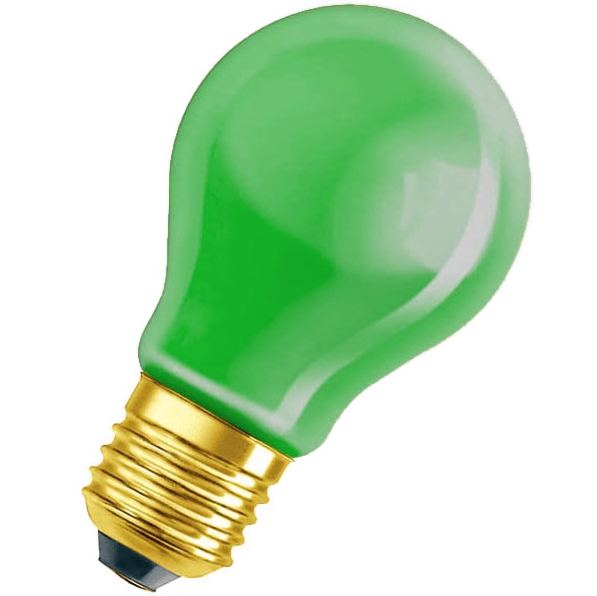 Лампа накаливания цветная (зеленая) - OSRAM DECOR A GREEN 11W 230V E27 - 4008321545893 фото