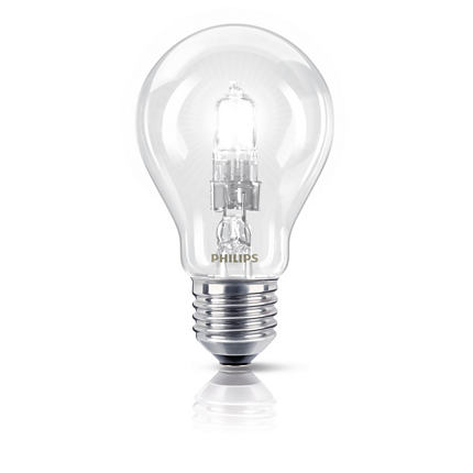 Лампа галогенная в наружной колбе (грушевидная) - Philips EcoClassic E27 230V прозрачная 53W 850lm - 872790025172225 фото