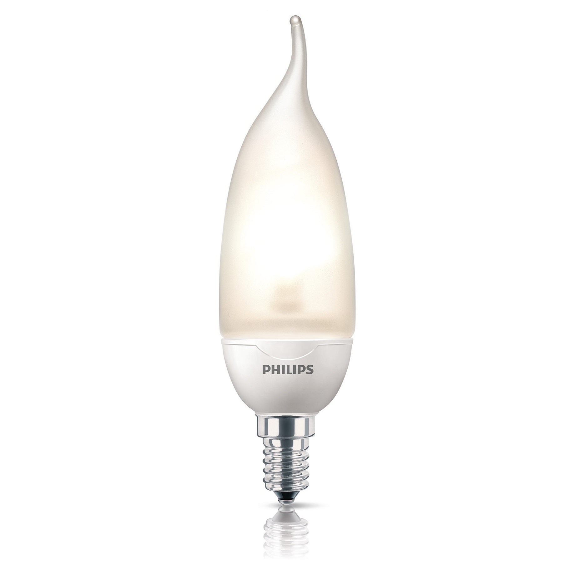 Лампа компактная люминесцентная с внешней колбой (свеча на ветру) - Philips Candle Bent Tip 230V 8W 2700K E14 370lm - 872790092666800 фото