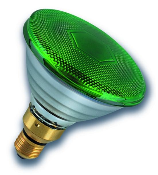 Цветная галогенная лампа - Radium PAR38 75W 230V E27 (green - зеленая) - 22318060 фото