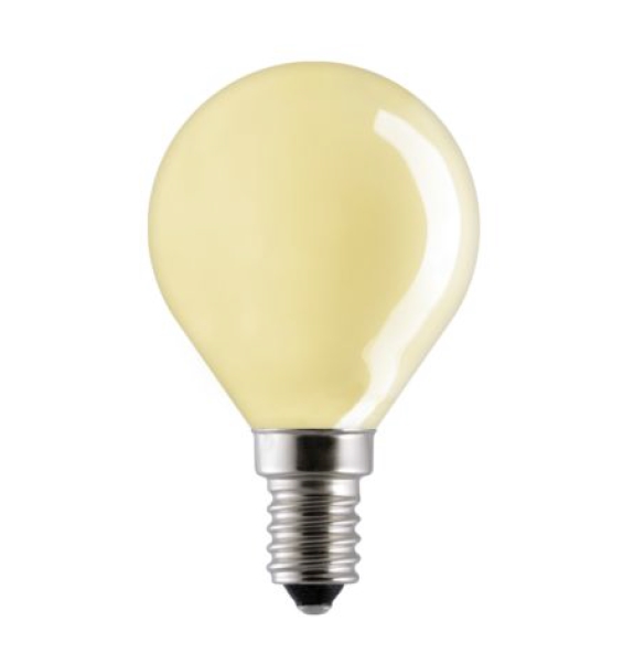 Лампа накаливания цветная (желтая) - General Electric Coloured Spherical 15D1/Y/E14 1000h - 90526 фото