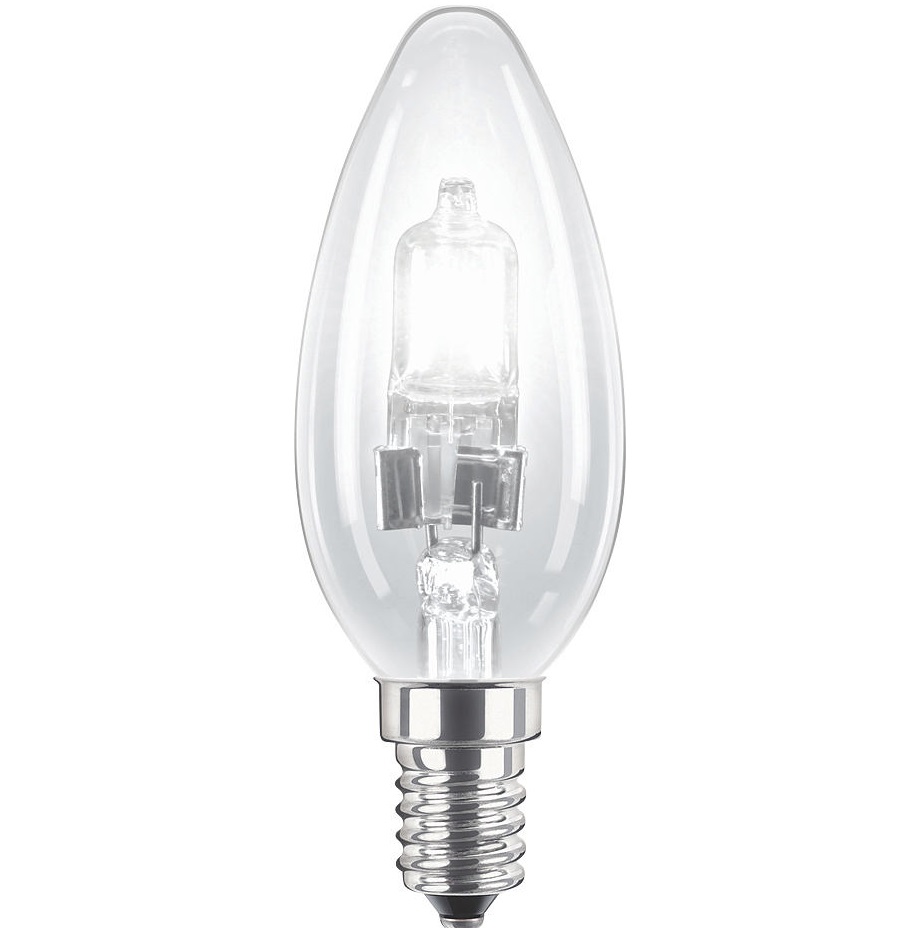 Лампа галогенная в наружной колбе (свеча) - Philips EcoClassic E14 B35 230V прозрачная 42W 630lm - 872790082058400 фото