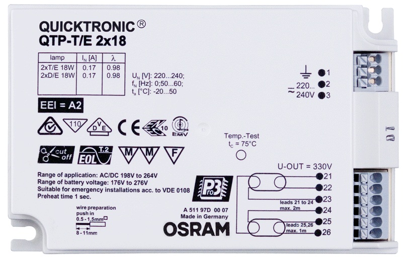 ЭПРА для линейных и КЛЛ ламп - Osram QT-T/E 1-57/230-240 - 4050300605357 фото